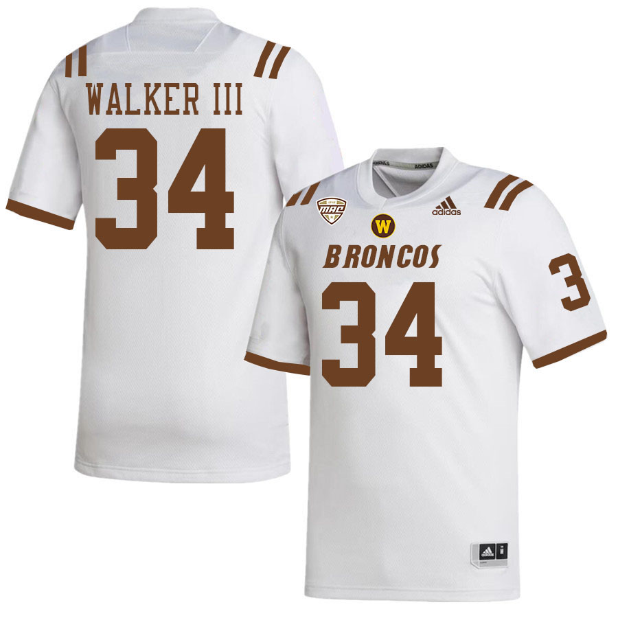 #34 Versie Walker III Western Michigan Broncos College Football Jerseys Stitched-White